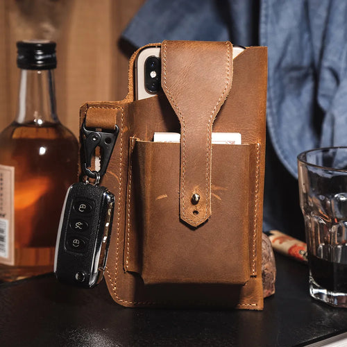 RIÑONERA DE CUERO MULTIFUNCIONAL HOMBRE